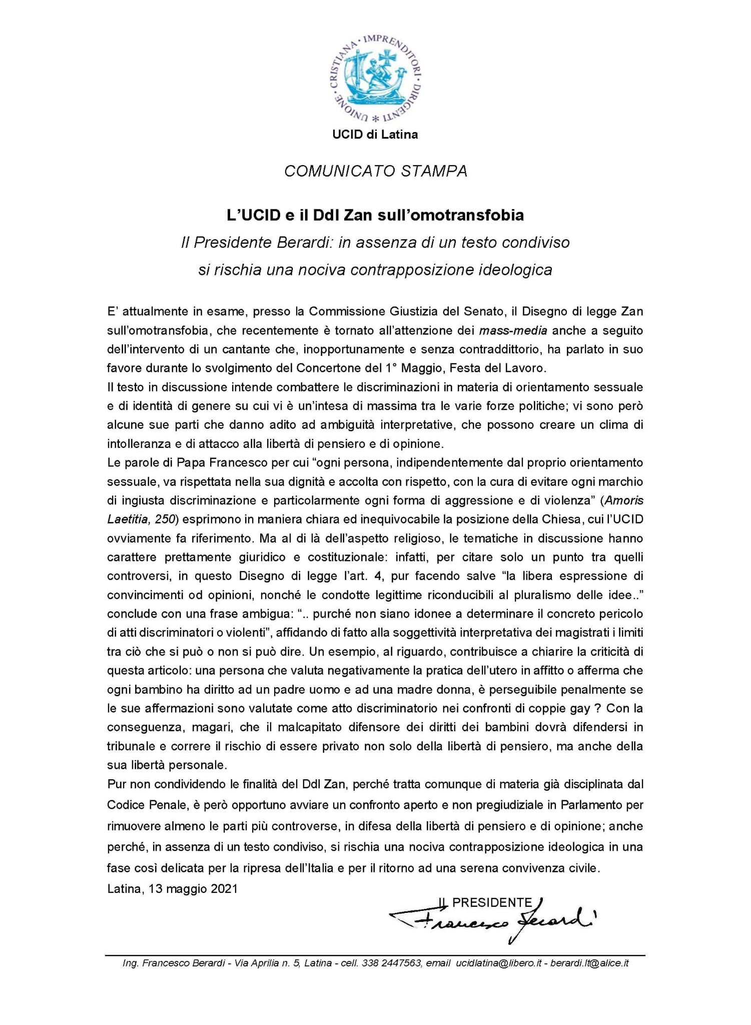 Comunicato Stamoa DDL Zanda